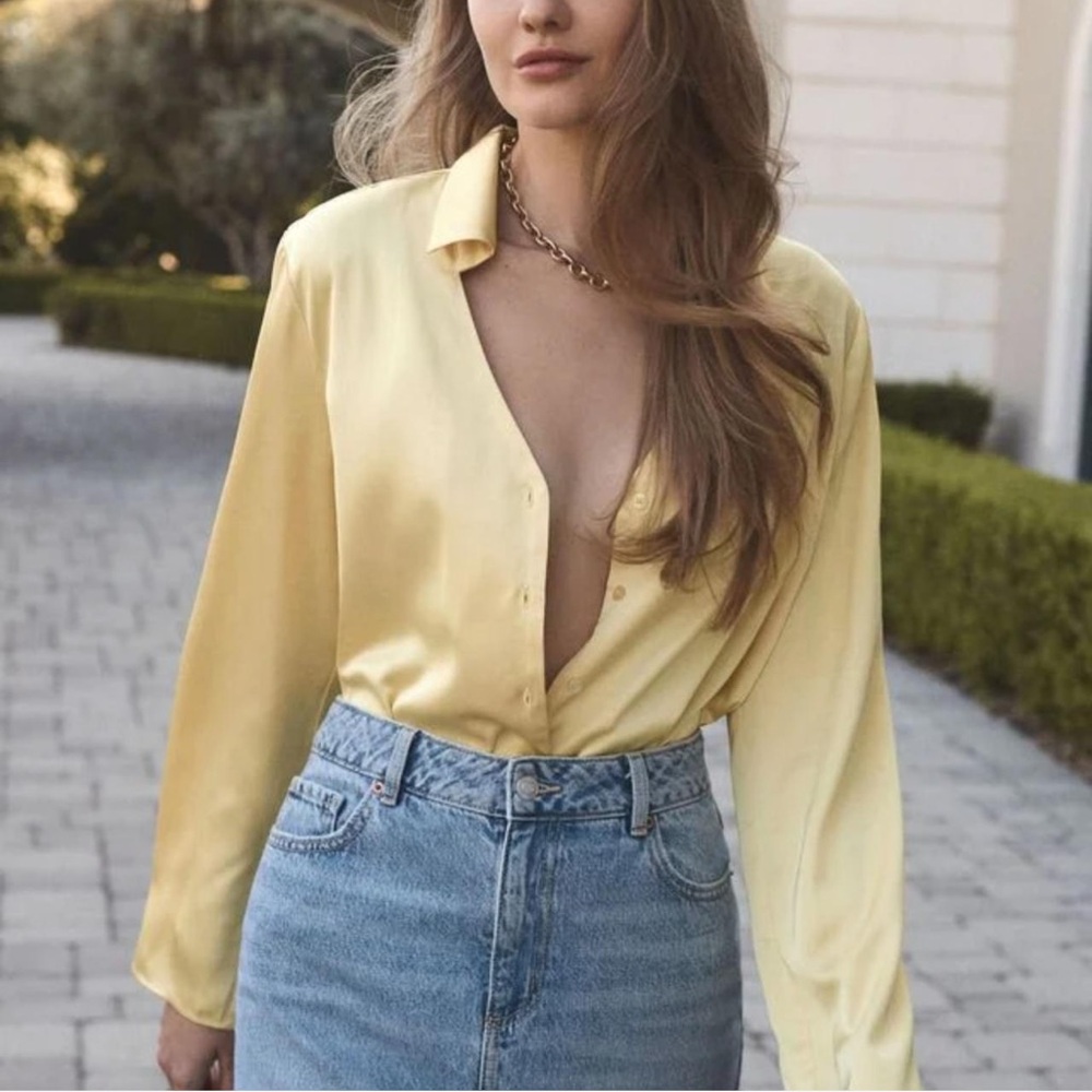 Yellow button up top